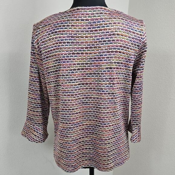 Alfred‎ Dunner Petite Small Multicolor Textured 3/4 Sleeve Top (Fits M) - Picture 3 of 7